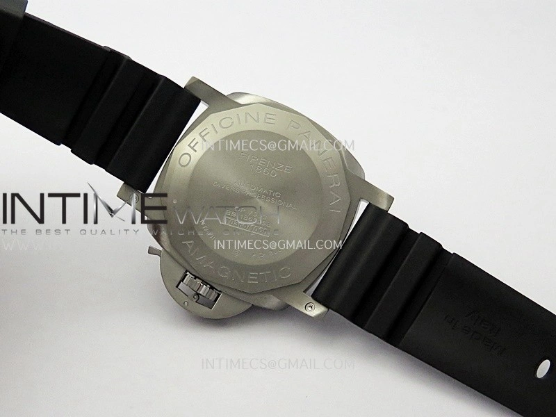 PAM1389 Titanium Submersible Black Ceramic Bezel VSF 1:1 Best Edition Black Dial On Black Rubber Strap P.9010 Clone